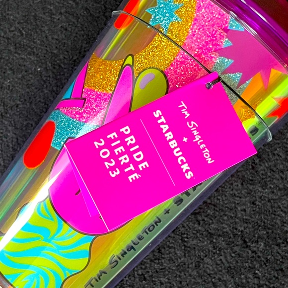 NWT🌈Tim Singleton Starbucks 2023 Pride Fan Dichroic Plastic Cold Brew Cup, 16oz - Picture 10 of 11